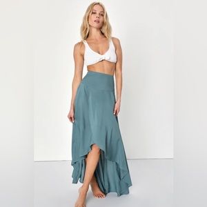 Women’s O’Neill Ambrosio Maxi High Low Skirt with Slit in Gree - XL